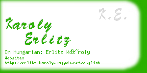 karoly erlitz business card